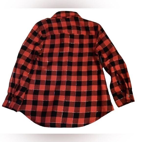 New Girls Size 4 Jumping Beans Red & Black Plaid Shirt with Long Sleeves - Picture 2 of 7